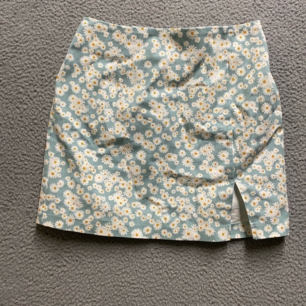 Wild Fable Mini Skirt Womens 8 Blue White Floral Casual Beach